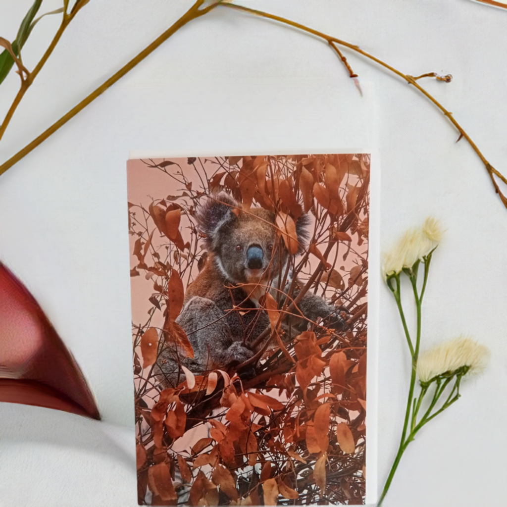 Koala Earthy Leaves Greeting Card