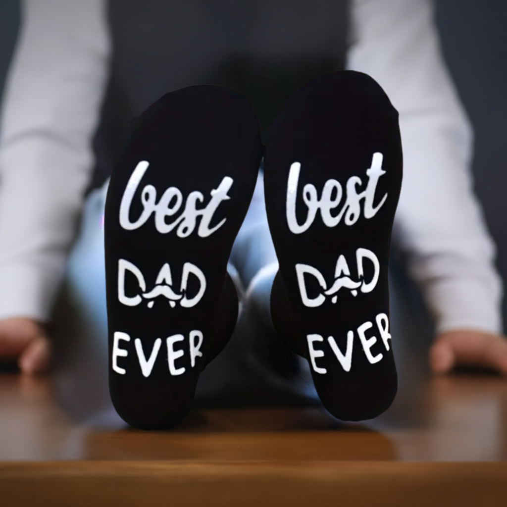 Best Dad Ever Socks Black Size 9-12