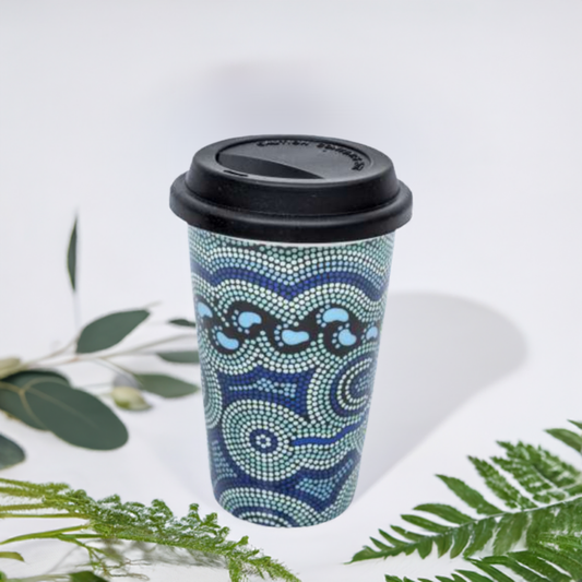 Ceramic Travel Mug - On Walkabout Blue